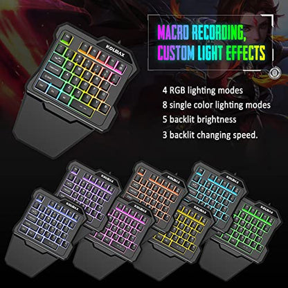 KOLMAX K35 One Handed Gaming Keyboard, RGB Backlit 35 Keys Portable Mini Gaming Keypad with Ergonomic Wrist Rest,USB Wired Game Controller for PC Gamer