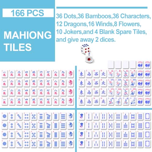 Ceenna American Mahjong Set with Carrying Bag,American,Blue - color: Blue