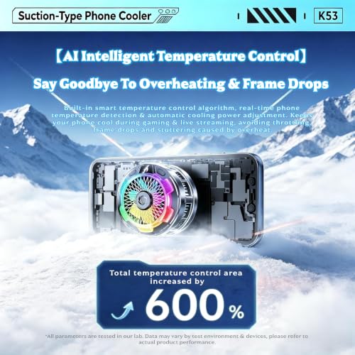 Magnetic Phone Cooler for Gaming, Cell iPhone Cooling Fan Hot Weather, Portable RGB Mobile Enfriador para Celular Case, Ventilador para Telefono ipad Keep Phone Cool, for iPhone/Android Series Phone