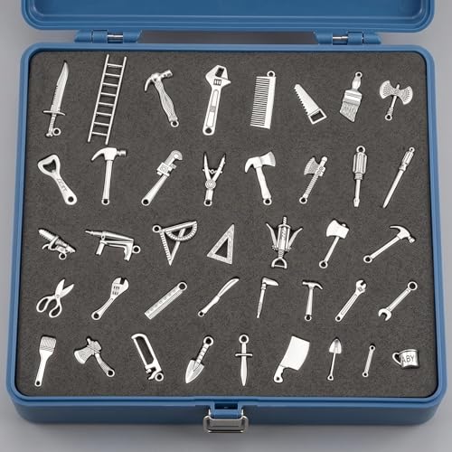 40PCS 1:12 Miniature Dollhouse Silvery Metal Home Repair Tools Micro Scene Model Work for Party Dollhouse Decoration Accessories Mini Yard Building Supplies Pretend Toy DIY Crafts Ornament