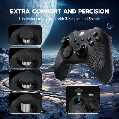 Mcbazel 13-in-1 Metal Thumbsticks Joysticks for Xbox Elite Series 2, Elite Series 2 Controller Accessories with 6 Swap Joysticks, 4 Trigger Paddles, 2 D-Pads, 1 Tool, 1 Carry Case - Black