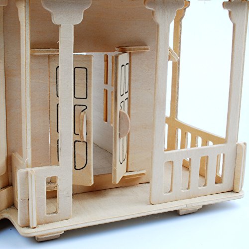 NWFashion 17" Wooden 6 Rooms DIY Kits 3D Puzzle for Christmas Party Halloween House (Gothic) - color: Gothic