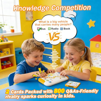 Educational Toys for Kids 3-7 Years Old, Interactive Quiz Battle Game with 800 Questions, 2-Player Learning Toy, Montessori Brain Training, Autism Sensory Speech Therapy Gift for Toddler Boys Girls
