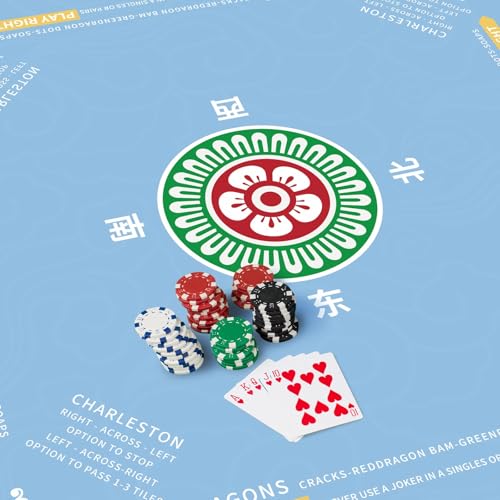 Mahjong Mat 32.4” x 32.4”, 3mm Thick Non-Slip Rubber Back Mahjong Table Mat, Noise Reduction Waterproof Mahjong Game Mat for Table, Mahjong Tile Mat for Cards, Dominoes & Board Games - color: Light Blue