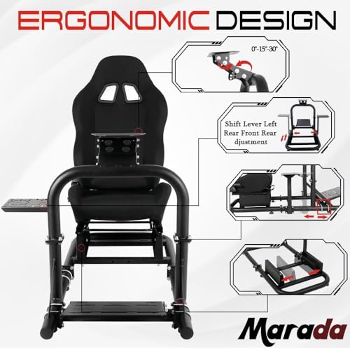 Marada Racing Simulator Cockpit with Comfort Seat Fit for Logitech G29 G920 G923, for Thrustmaster T300RS T500, for Fanatec, Upright Stable Driving Sim Stand,without Steering Wheel/Pedal/Shifter