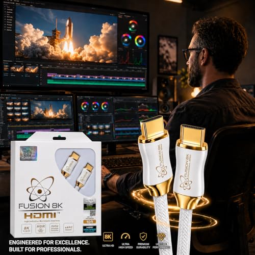 White HDMI 2.1 Cable 15 Feet - Certified 48Gbps 8K@60Hz 4K@120Hz 10K | HDR Dolby Vision eARC | Braided Cord for PS5 Xbox Series X Apple TV 4K - size: 15 Feet