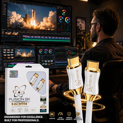 White HDMI 2.1 Cable 15 Feet - Certified 48Gbps 8K@60Hz 4K@120Hz 10K | HDR Dolby Vision eARC | Braided Cord for PS5 Xbox Series X Apple TV 4K - size: 15 Feet
