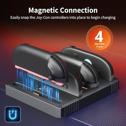 Charging Dock for Nintendo Switch 2 Joy-Con Controllers – Organized Storage Stand for Switch 2 Accessories, Bi-Directional Design, LED Indicators & Overcharge Protection