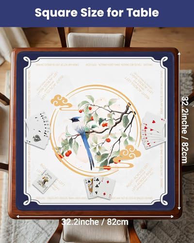 Mahjong Mat with Rules, 32.4×32.4 American Mahjong Mats for Table, Non-Slip Rubber Mah Jong Mat with Carry Bag & Mahjong Card 2026, Noise Reduction Game Mat for Board/Tiles Game, Dominoes, Travel - color: Beige