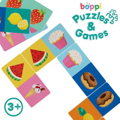boppi Dominoes Set Picture Game for Toddlers - Colourful Food Themed Montessori/STEM Dominoes for Children - Games for 3 Year Olds and Up - style: Food