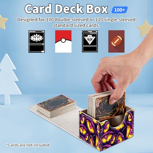 for MTG Commander Deck Box,Card Deck Box for Trading Yugioh MTG,Fits 100 Double Sleeved Cards,PU Leather Strong Magnet Case for Magic Commander TCG CCG,Funny Purple Eyes - color: Funny Purple Eyes