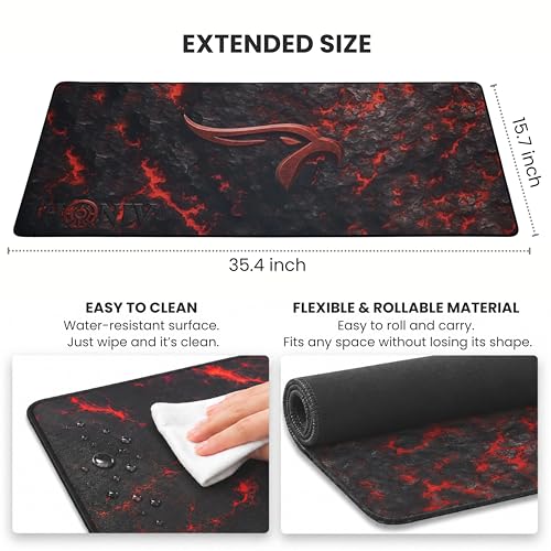 Gaming Mouse Pad XL Desk Mat 35.4x15.7 Inches – Large Mouse Mat with Non-Slip Rubber Base, Smooth Surface for Work & Play, Extended Desk Pad for Office or Gaming Setup