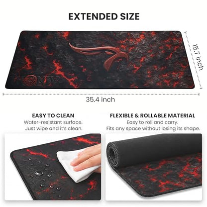 Gaming Mouse Pad XL Desk Mat 35.4x15.7 Inches – Large Mouse Mat with Non-Slip Rubber Base, Smooth Surface for Work & Play, Extended Desk Pad for Office or Gaming Setup