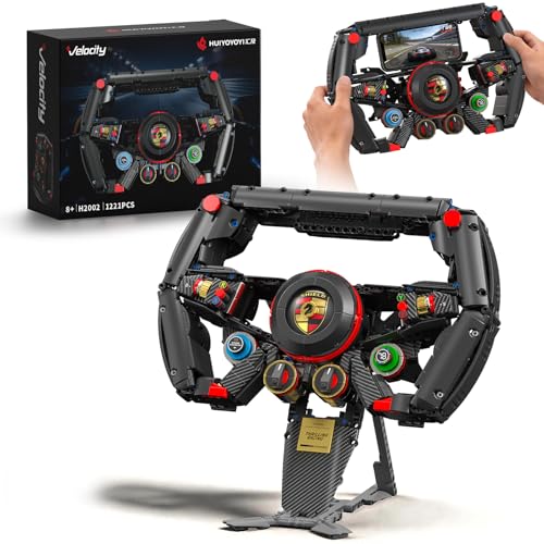 F1 Racing Steering Wheels Building Set, Sim GT Car Driving Wheel-1221 PCS | Compatible with LEGO F1 Merchandise Construction Toy for Home Office Decor, Gifts for Technic Adults Teens Boys 10+ - color: Black