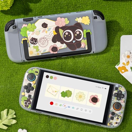 GeekShare Slim Protective Case Compatible with Switch 2 (2025), Anti-Scratche and Shock-Absorption Dockable Hard Shell for Switch 2 Game Console - Spring Letter - color: The Hei-Spring Letter