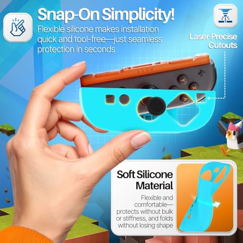 TNP JoyCon 2 Case Cover for Nintendo Switch 2 2025 - Soft Anti-Slip Silicone Protective Skin with Thumb Grip Caps Compatible with Nintendo Switch 2 Joy-Con 2 Controllers, 2 Pack (Light Blue) - color: Light Blue