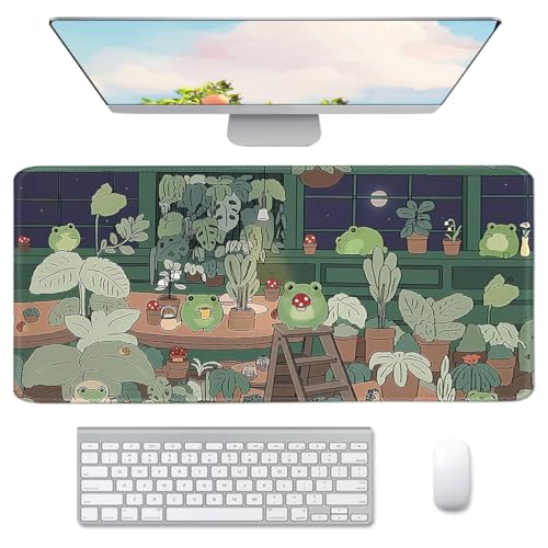 Cute Large Mouse Pad, Kawaii Extended Mouse Pad Desk Pad Easy Typing for Typing Office Game 35.4 x15.7 in - Kawaii Frog - color: Frog Single