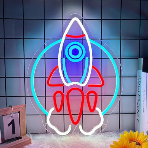 Spacecraft Neon Sign, Spacecraft Led Signs for Wall Decor, Dimmable Neon Light Sign for Bedroom, Game Room, Kids Room, Bar Decoration, USB Powered Light Up Neon Signs for Party Decor - color: Spacecraft