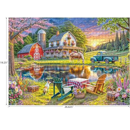 RoseArt Soft Touch Backyard Country Farm Scene 1000 Piece Jigsaw Puzzle for Adults - style: Backyard