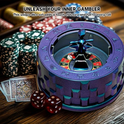 CZYY Roulette Dice, 7-in-1 Metal Fidget Spinner for DND, Tabletop RPG | 7 Dice Functions from D4 to D20 & D%, EVA Carrying Case, Accessories for RPG Game Nights, Gift for RPG Players, Blue