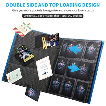 Card Binder, Upgraded 9 Pockets Trading Card Collection Binder for Cards, 360 Card Book Holder Album for Yugioh, MTG, TCG, Magic, Sports Cards - Blue - color: Blue