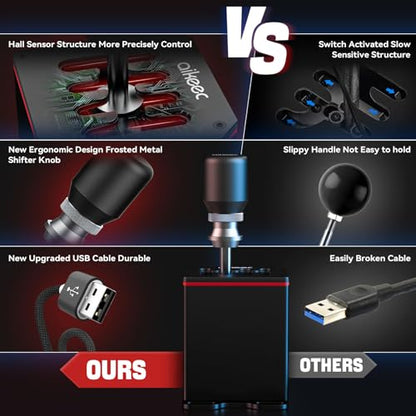 aikeec USB Truck Simulator Shifter for Logitech G29 G27 G25 G920 Thrustmaster T300RS/T500 GT Sim Racing Shifter for PC Windows Racing Games, Froza, Dirt, WRC, Assetto Corsa ATS & ETS2 7+R - size: 7+R without clamp