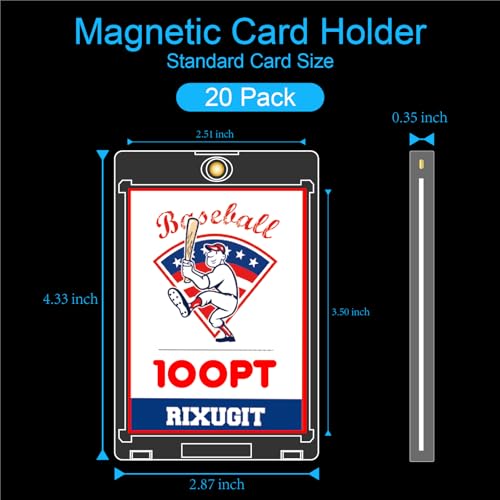20 Pack 100pt One Touch Magnetic Card Holders for Trading Cards | V Protection Hard Plastic Magnet Card Protectors, Magnetic Card Sleeve For Standard Collectible Trading Cards,Baseball Cards - size: 20ct 100PT Card Holder