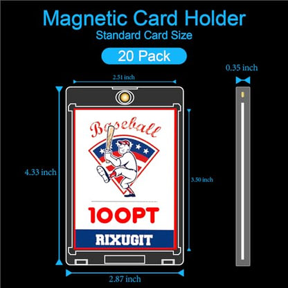20 Pack 100pt One Touch Magnetic Card Holders for Trading Cards | V Protection Hard Plastic Magnet Card Protectors, Magnetic Card Sleeve For Standard Collectible Trading Cards,Baseball Cards - size: 20ct 100PT Card Holder