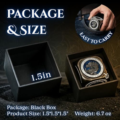 7-in-1 Spinner Dice Cube for D&D, Premium Metal RPG Dice Set with Engraved Fantasy Monsters, Unique Collectible Gift for Dungeons & Dragons Players - color: Spinner Cube Blue