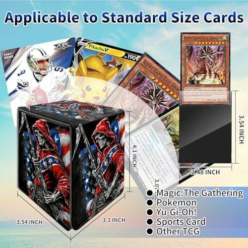 Flag Skull Card Deck Box, MTG Commander Deck Box Card Deck Case for Trading Cards, 100+ Sleeved Cards with PU Leather Magnetic Card Storage Box for TCG CCG Magic Cards - color: Card Deck Box-588