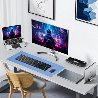 ALOANES Non-Slip Extended Mouse Pad Office&Home Desk Mat Stitched Edge | Blue Waterproof Jacquard Mousepad for Keyboard, Computer Gaming 31.5"x11.81"x0.12" - color: Blue, size: 31.5L x 11.8W inches