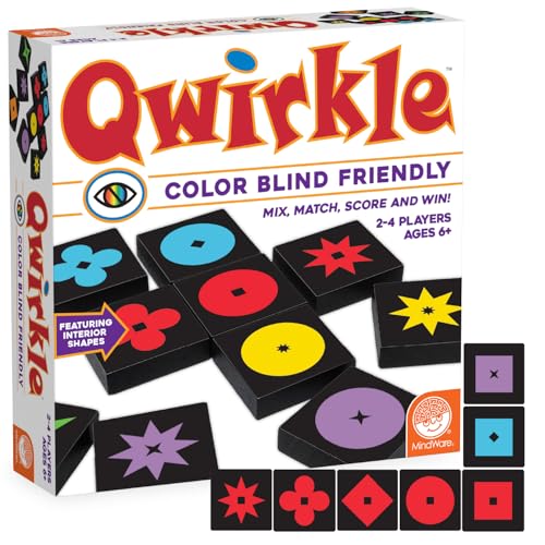 MindWare Qwirkle Color Blind Friendly Family Game Game for Kids and Adults - Fun Family Game Night Game for Concentration and Visual-Thinking Skills - Ages 6+
