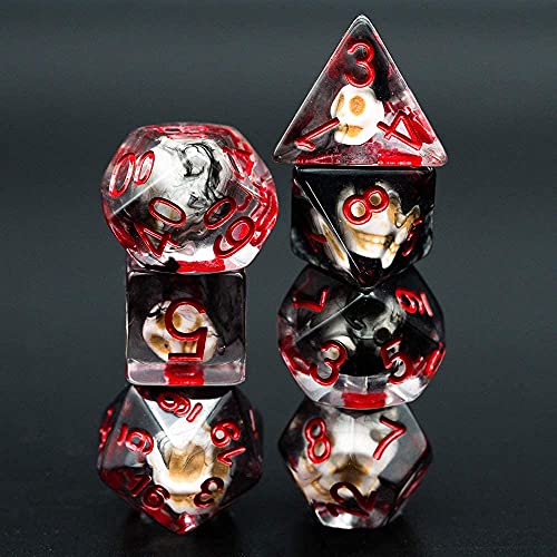 UDIXI DND Skull Polyhedral Dice Set, Skull D&D Dice for Role Playing Games | Velvet Storage Bag, DM Gift, for Dungeons and Dragons Tabletop Games Board Games - color: Skull Black