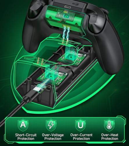 Controller Charger Station with 4x6200mWh Rechargeable Battery Compatible with One/Series X|S Controller | 4 Battery Covers, 2 for X1/X/S/Elite & 2 for Xbox Series S and X, Christmas Accessories - color: Black - 4 Batteries