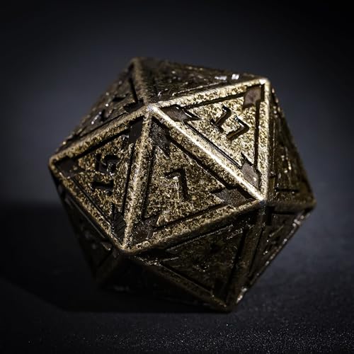 UDIXI Metal Dice Set D&D RPG Metal DND Dice Set for Tabletop Game (Bronze) | 7-Pieces, Lozenge Pattern, Zinc Alloy Material, Gorgeous Gift Case, DM Gift, for Dungeons and Dragons Role Playing Games - color: Brass