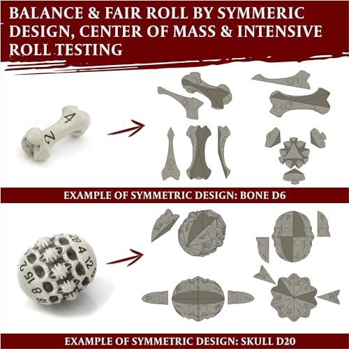 D4 Dice Set - Set of Six 4 Sided Dice - Skull & Bone Themed RPG Dice. Cool & Unique Gift and Compatible with Dungeons & Dragons (DND), D&D, Pathfinder, D and D. (Cleaned Bone White) - color: Cleaned Bone White, style: Six D4