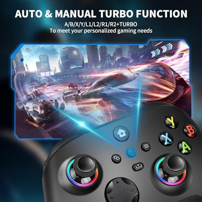 vaomon Wireless Controller Compatible With Xbox One, Xbox Series X/S, Xbox One X/S, PC, With RGB LED Light, Mappable Buttons, 3.5mm Headphone Jack, With 2.4GHZ Wireless Adapter Gamepad Dark Black