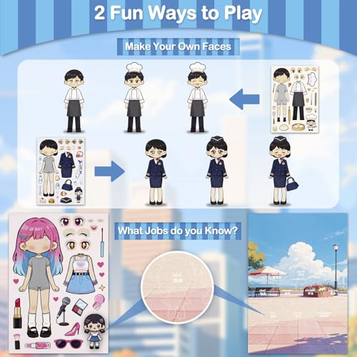 Career Stickers for Kids - 10 Sheets Make a Face Stickers Party Favors Activities Gifts for Toddler Grandkids Birthday School Classroom Supplies - style: Career