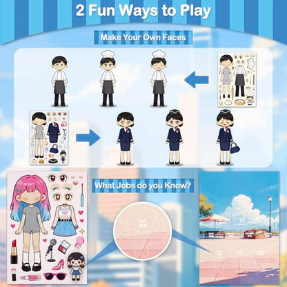 Career Stickers for Kids - 10 Sheets Make a Face Stickers Party Favors Activities Gifts for Toddler Grandkids Birthday School Classroom Supplies - style: Career
