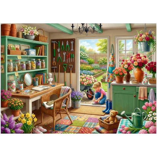 Garden Shed Puzzles for Adults 1000 Pieces | 1000 Piece Puzzles for Adults, Charming Potting Shed Jigsaw Puzzles for Adults, Impossible Fun Challenging Puzzles for Adults - color: Garden Shed