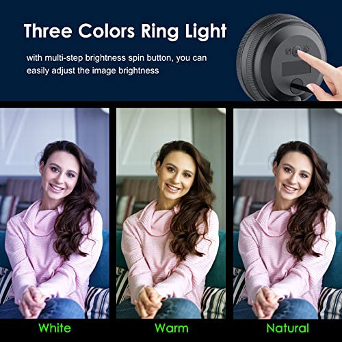 Angetube 2K Webcam for PC/Laptop/Mac, 1080P Computer Camera with RingLight | Remote, Low-Light Correction, 2 Mics and Privacy Cover, Auto Focus Digital Zoom, HDR Web Camera for Zoom/Skype/Teams