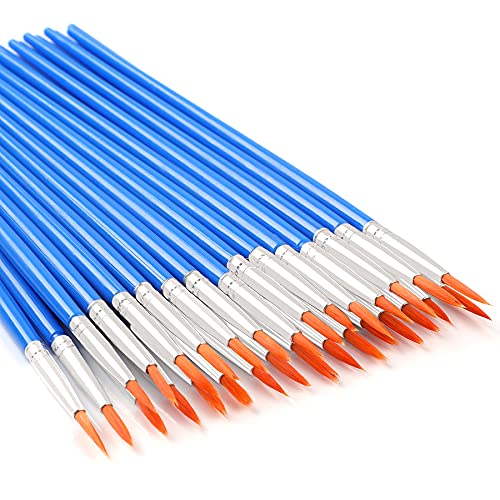 30 Pcs Round Paint Brushes, Small Brush Bulk for Miniature Detail Painting | Nylon Bristles Plastic Short Handle, Art Crafts School Projects, Flat Detail Painting, Crafts Face Painting - style: Round Paint Brushes