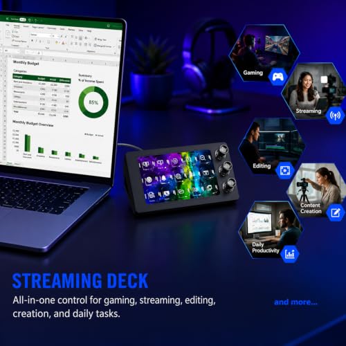 Stream Controller Deck for PC Work,Live Stream and Video Editing | Smooth Magnetic Keys,Customizable Background,Visually Pleasing Macro Keypad,Trigger Actions for OBS/Twitch/YouTube(M3 Black) - color: Black