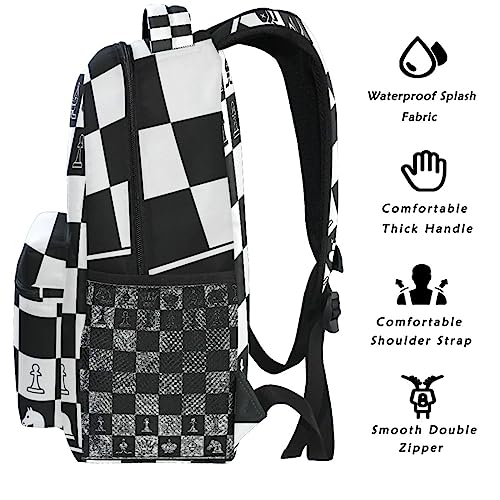 Black White Chess Board Backpack Plaid Bookbag Daypack Travel Hiking Camping School Laptop Bag - color: Multi Pattern 5