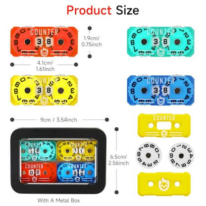 SIXPOINTS 4Pcs Acrylic Mini Life Counter with Metal Box Compatible with Magic The Gathering Commander Deck, LCG/RPG/D&D/MTG/CCG/TCG Gaming Table Games - color: Color-d