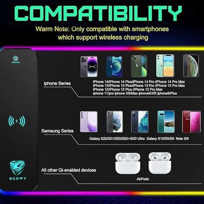 Wireless Charging RGB Gaming Mouse Pad 15W -800x300x4MM-Fast Charging, Ultra-Smooth Surface, Non-Slip Base, 13 Light Modes - Ultimate RGB Mouse Pad for Gamers - Large Mouse Pad Gaming Mat