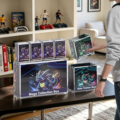 Booster Bundles and TCG Boxes Acrylic Display Box with Magnetic Sliding Cover Design Stackable Clear Display Box for Trading Card Collection(Booste Bundle Box Case,3 Pack) - size: Booste Bundle Box Case