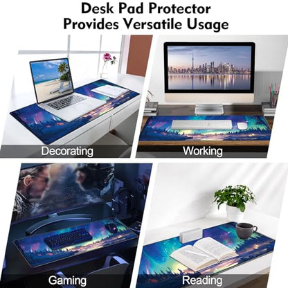Galdas Mouse Pad for Gaming,Aurora Background Pattern XXL XL Large Mouse Mat Long Extended Mousepad Desk Mat Non-Slip Rubber Mice Pads Stitched Edges Thin (31.5 x 11.8 x 0.12 Inches) - color: Aurora