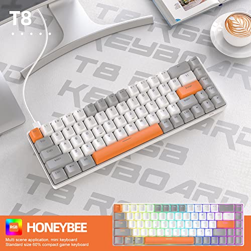 68 Keys Wired Mechanical Gaming Keyboards with RGB Backlight, Mini Portable 60% Mechanical Gaming Keyboard for Computer Laptop Gamer (Bee Edition Red Switch) - color: Bee Edition Red Switch
