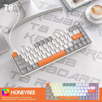 68 Keys Wired Mechanical Gaming Keyboards with RGB Backlight, Mini Portable 60% Mechanical Gaming Keyboard for Computer Laptop Gamer (Bee Edition Red Switch) - color: Bee Edition Red Switch